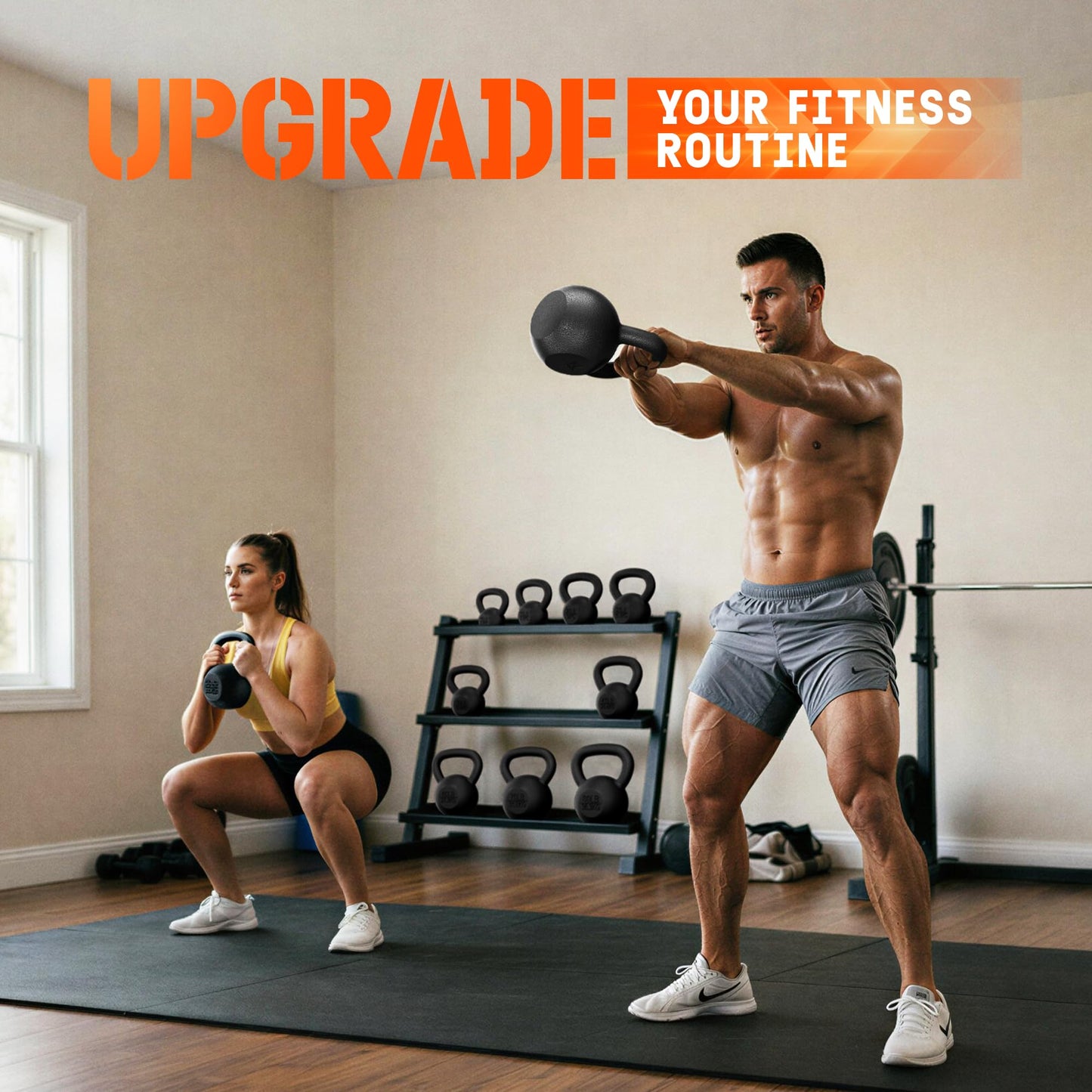 Yes4All Cast Iron Kettlebell, 5-80 Lb Built to Last One-Piece Design, Comfortable 1–2 Hand Grip for Swings, Squats, Deadlifts & Snatches, Stable Flat Base, Single & Pair - 5LB, Single