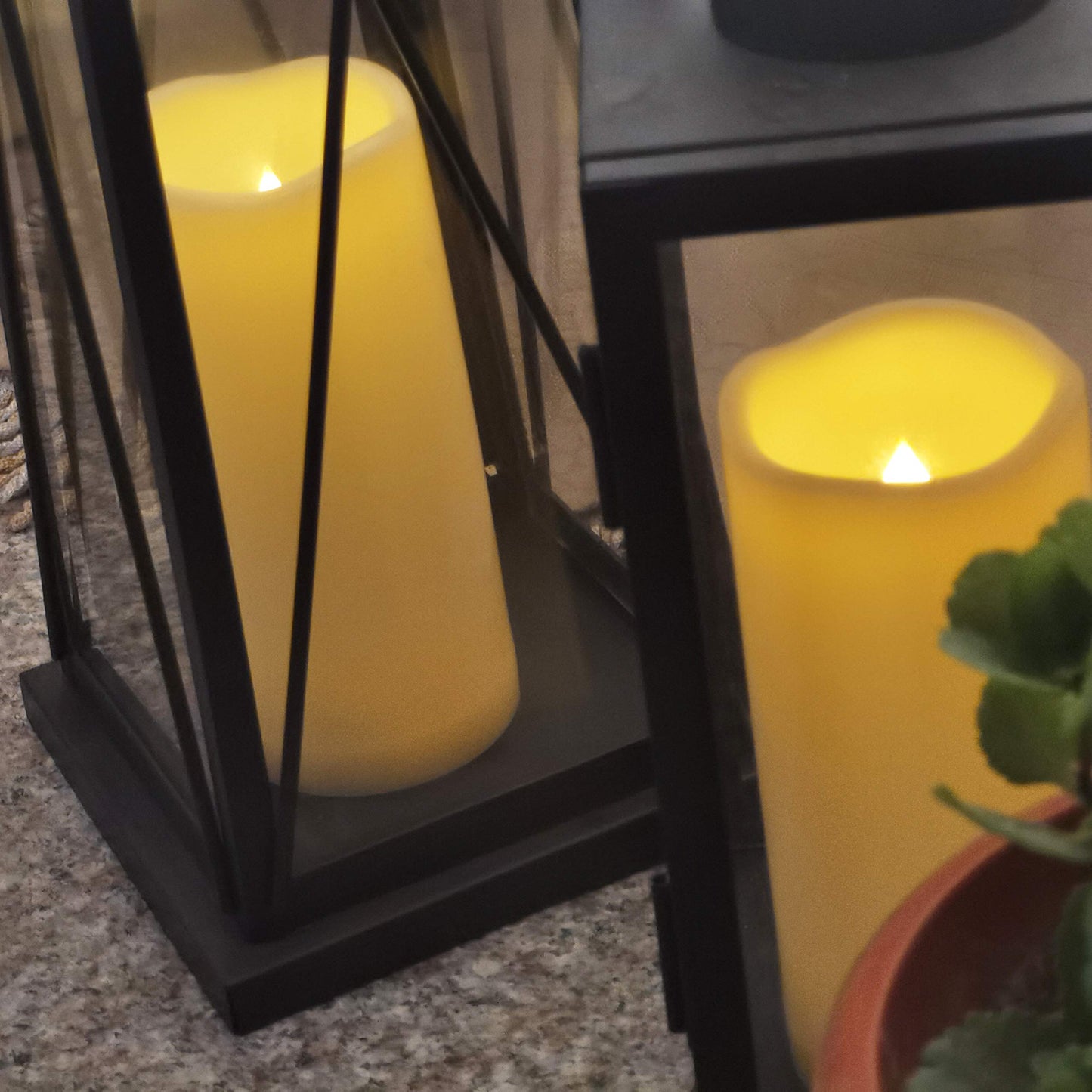 iZAN 2 Pack Waterproof Outdoor Flameless Candles with Timer 3” x 7” Battery Operated Electric LED Pillar Candle Set for Gift Home Décor Party Wedding Supplies Garden Halloween Christmas Decoration