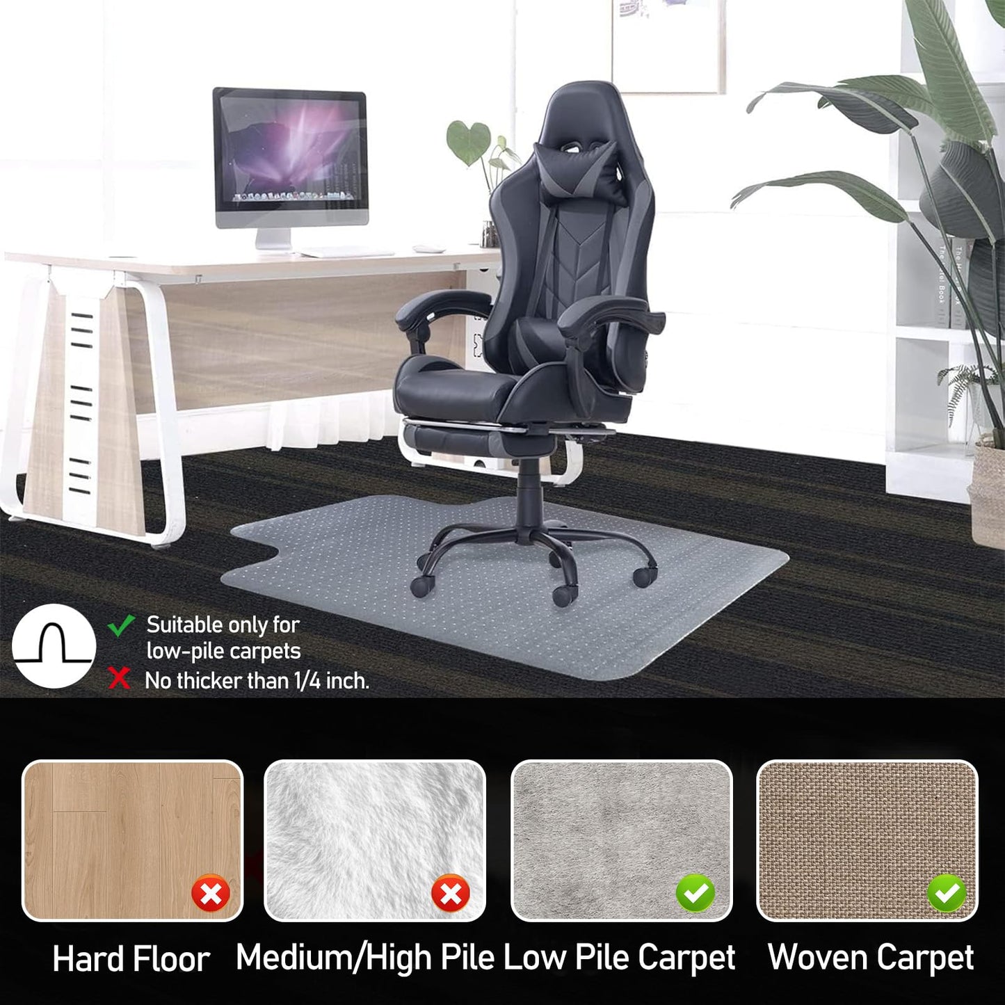 Vivicreate Chair Mat for Carpet 36x48 Inch, Non-Slip Edge with Gripper Studs, Floor Mat for Office Chair, Desk Mat for Chair, for Home Office Chairs on Carpet