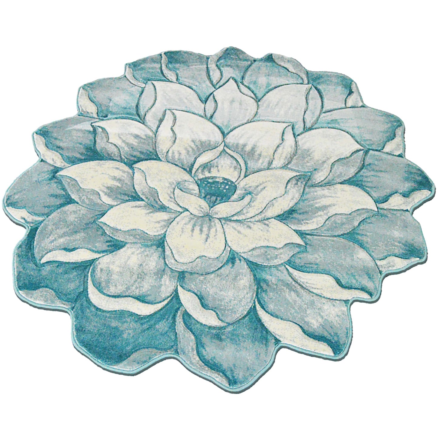 Flower Rug 2ft Round Area Rugs Cute Plush Flower Shaped Rug Circle Girly for Bedroom Floor Living Room Carpet 301 Blue