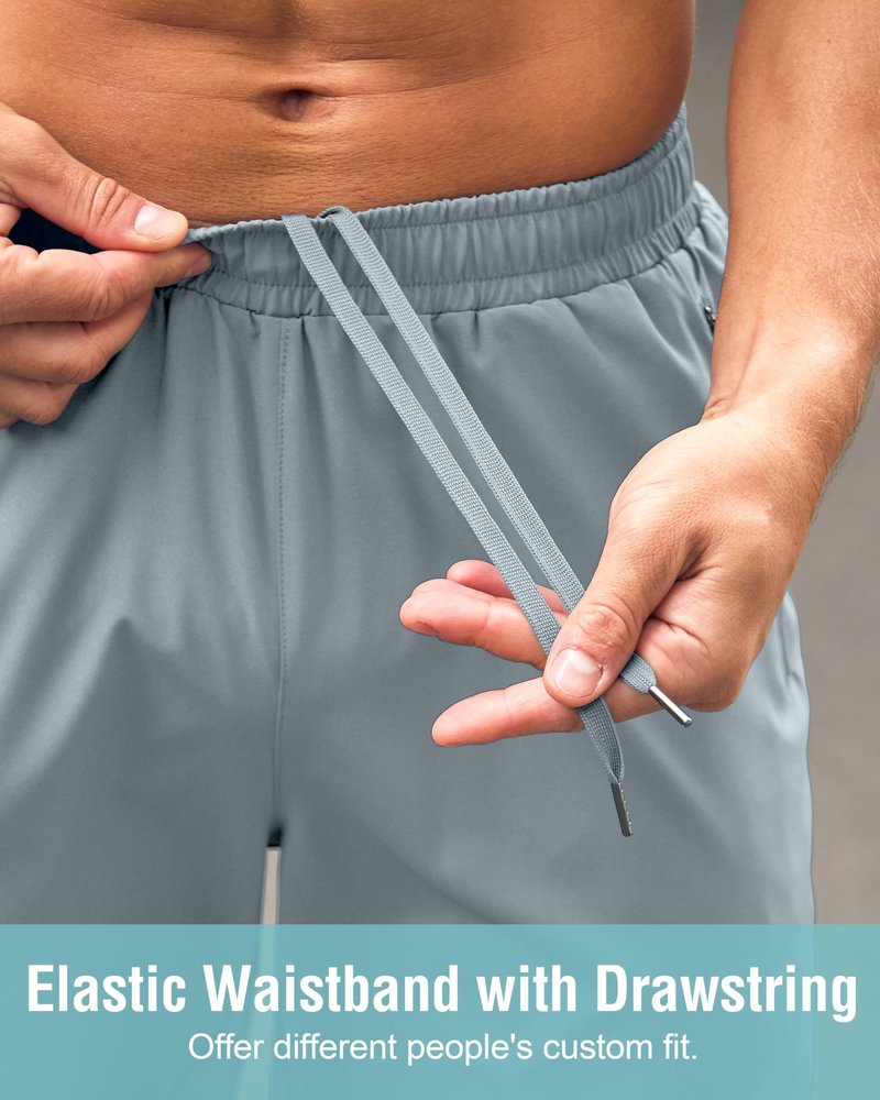 G Gradual Men's Athletic Running Shorts with Zipper Pockets Quick Dry 7"/ 5"/ 9" Workout Gym Shorts for Basketball Hiking(Light Grey,7L)