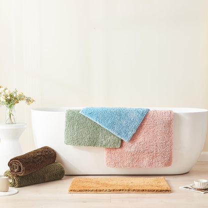 CozeCube Upgraded Shaggy Bath mat for Bathroom Non Slip 20" X 32", Super Soft Quick Dry Bath Rugs, Fluffy Plush Bathroom Rugs Machine Washable, Dark Brown