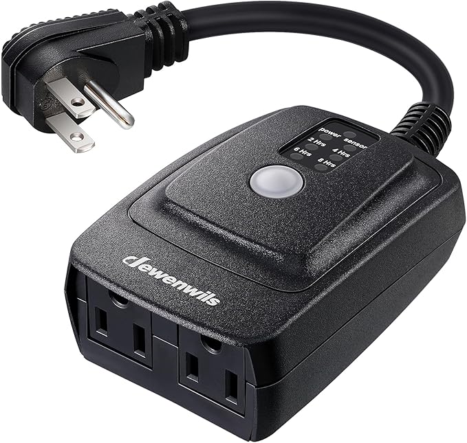DEWENWILS Outdoor Timer for Lights, Waterproof Outlet Timer with 2 Grounded Electrical Outlets, 15A 1/2HP, UL Listed