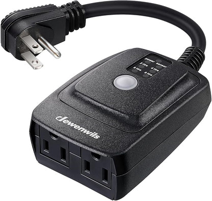 DEWENWILS Outdoor Timer for Lights, Waterproof Outlet Timer with 2 Grounded Electrical Outlets, 15A 1/2HP, UL Listed