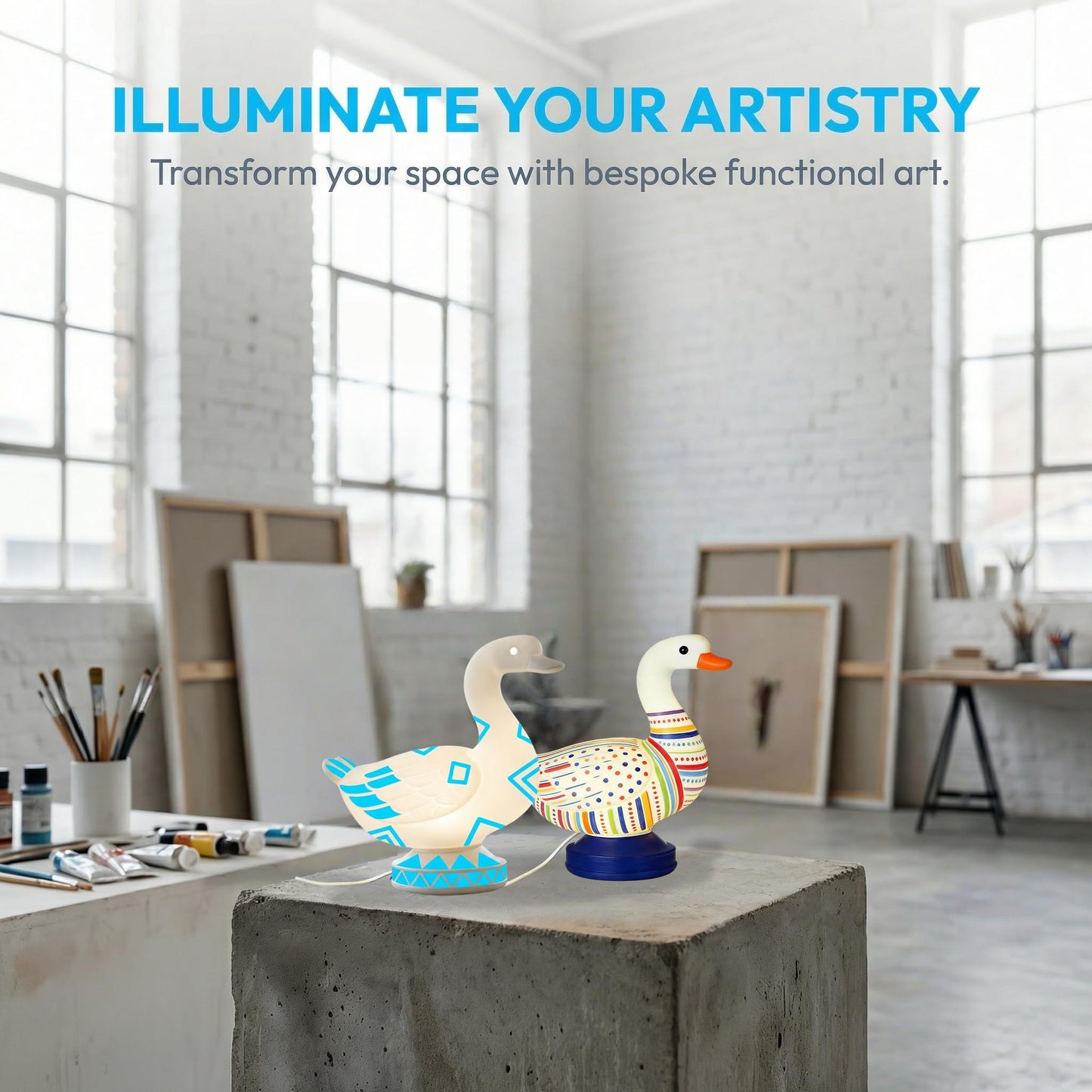 Eastyle DIY Paint Lamp Kit for Kids & Adults - USB Powered Goose Night Light with Lamp Painting Kit & Markers - Creative DIY Crafts for Teens & Unique Paint Gift for Birthday, Room Decor & Art Lovers