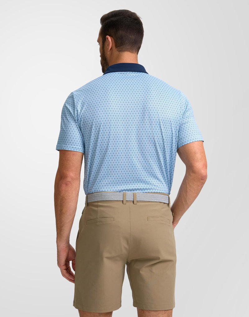 Obla Mens Golf Polo Shirts Short Sleeve Dry Fit Performance Moisture Wicking Casual Print Collared Golf Shirts for Men(Blue Flower_4XL)