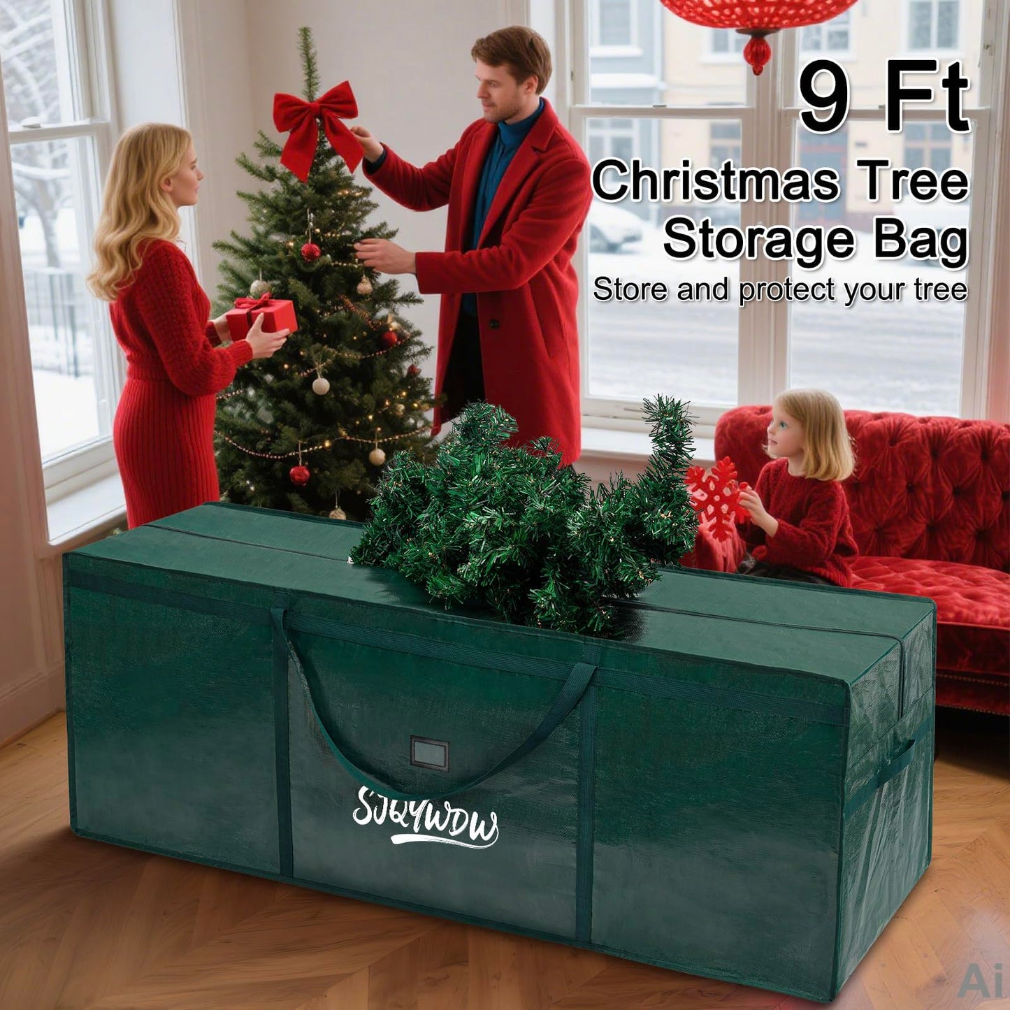 SJQYWDW Christmas Tree Storage Bag 9ft for Xmas Trees - Green