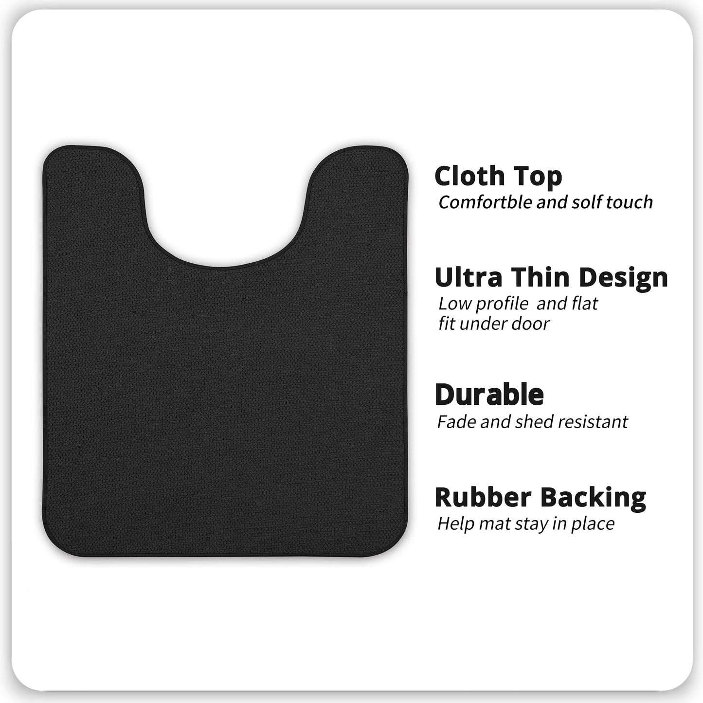 Bosap Toilet Rugs U Shaped Bathroom Rug,Machine Washable Non Slip Quick Dry Super Absorbent Ultra Thin Toilet Mats for Bathroom Toilet.Black,1'8"x2'(20x24inch)
