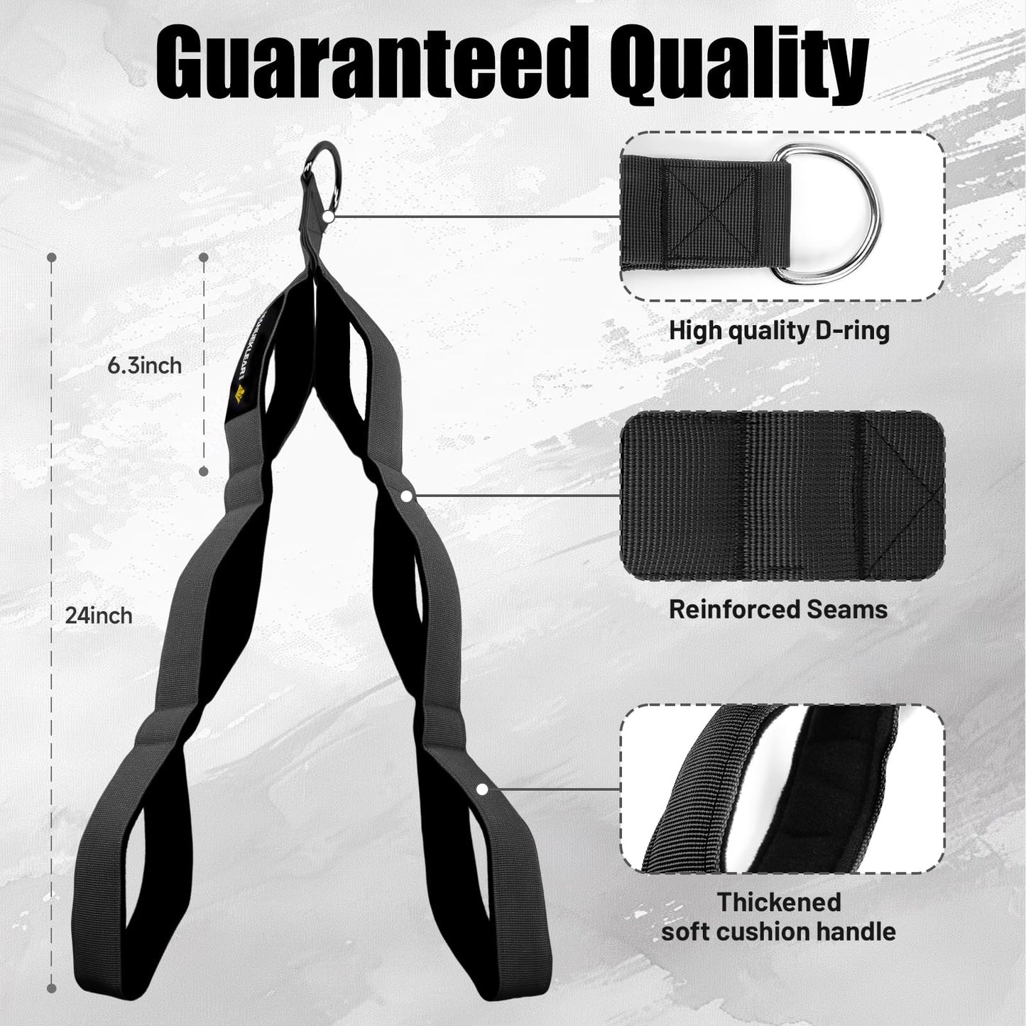 MANUEKLEAR 3 Grip Lengths in 1 Tricep Rope Cable Attachment with Ergonomic Handles, Greater ROM for Tricep Push Down Attachment Professional Gym Rope for Overhead Extension
