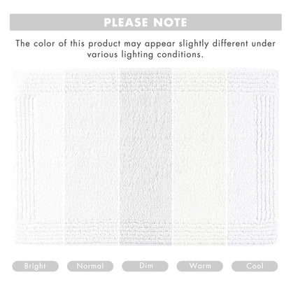 Madison Park Splendor Reversible 100% Cotton Tufted Bathroom Rug-3000 GSM Hotel Quality Luxurious Plush Medium Pile Bath Mat Absorbent, Quick Dry, Shower Room Décor, 17x24 White
