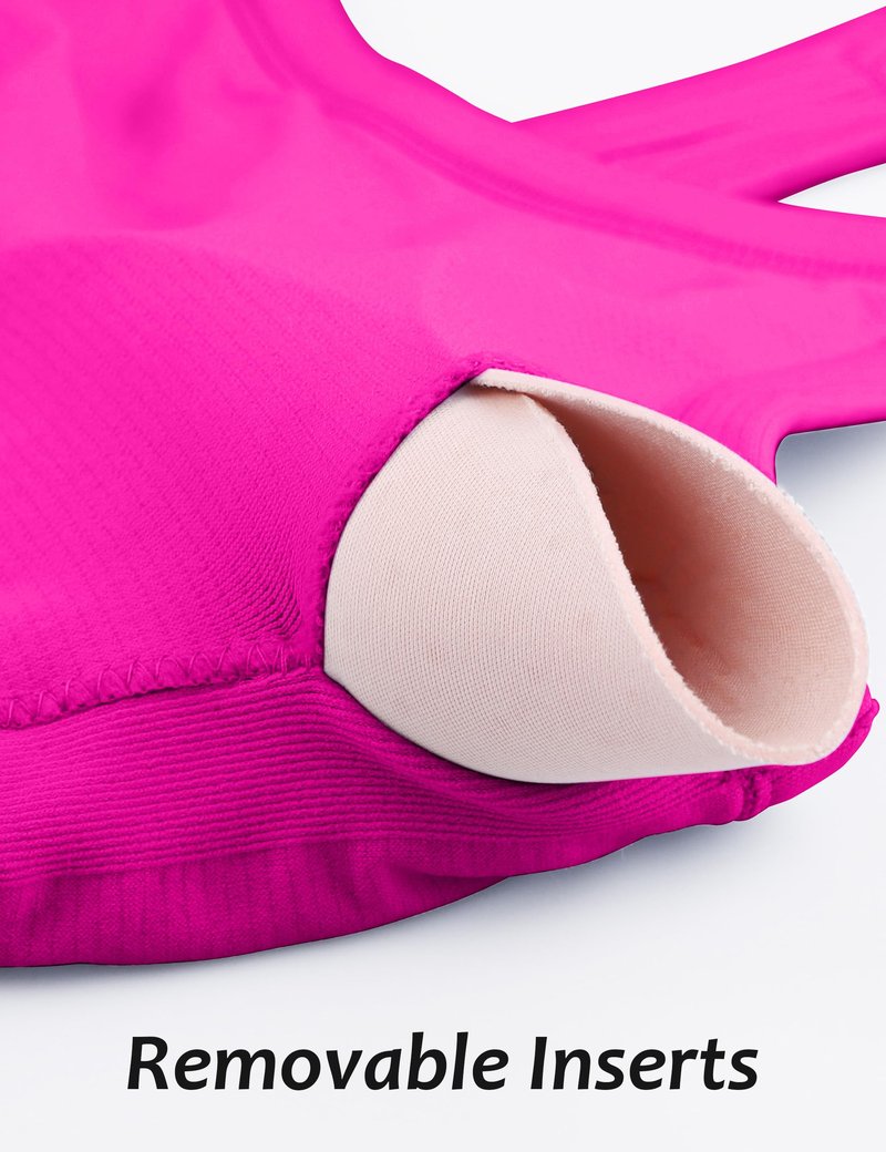 MathCat Workout Tank Tops for Women with Built in Bra, Sleeveless Gym Tops Seamless Racerback Athletic Yoga Shirts Hot Pink