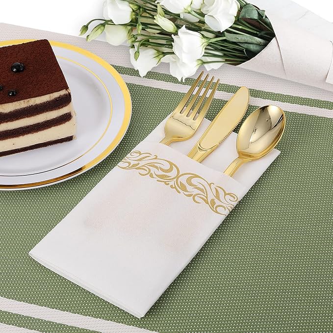 FOCUSLINE 200 Linen Feel Disposable Bathroom Napkins, Soft and Absorbent Paper