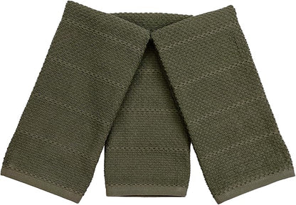 Serafina Home Olive Green Kitchen Hand Dish Towels: Oversized 28" x 18"