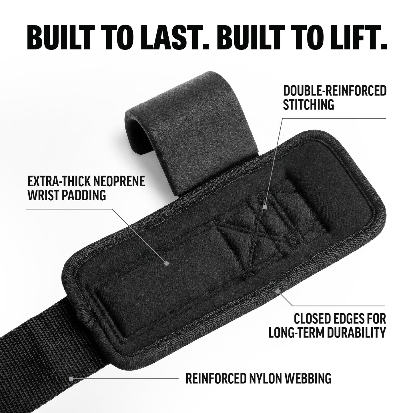Weight Lifting Hooks (Pair) with D-Ring & Bag, Extra Strong- for Deadlifts, Pull Ups, Rows & Shrugs | Perfect Grip Support with Our Gym Hooks | Reinforced Wrist Straps For Weightlifting, Pull up Grips