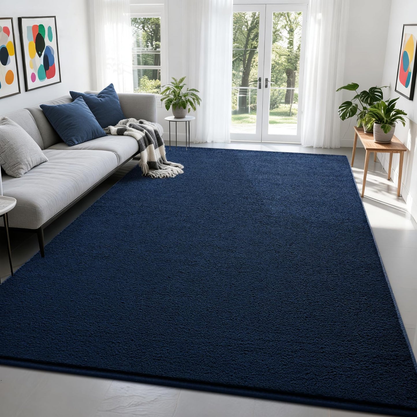 Nuttumico Soft Rug for Living Room, 5x7 Feet Navy Blue Area Rug, Modern Carpets Fuzzy Rug for Kids Boys Girls Dorm Nursery Home Decor, Anti-Skid and Non-Shedding