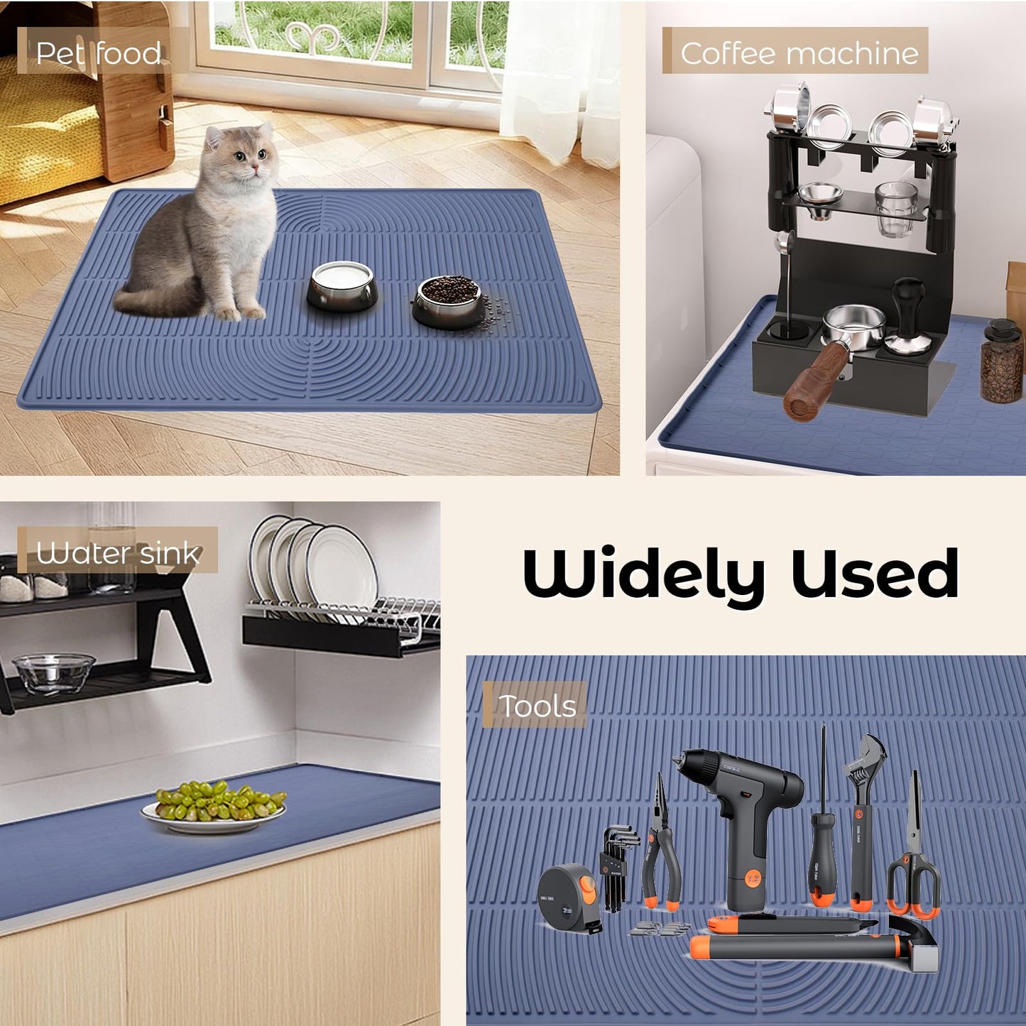 SZTCECDM 31" x 22" Cat Litter Mat, Waterproof & Anti-Skid Litter Box Mat for Scatter Control, Silicone Litter Pads Trapping Mess Around Litter Box with Raised Edges, Easy Clean Pad