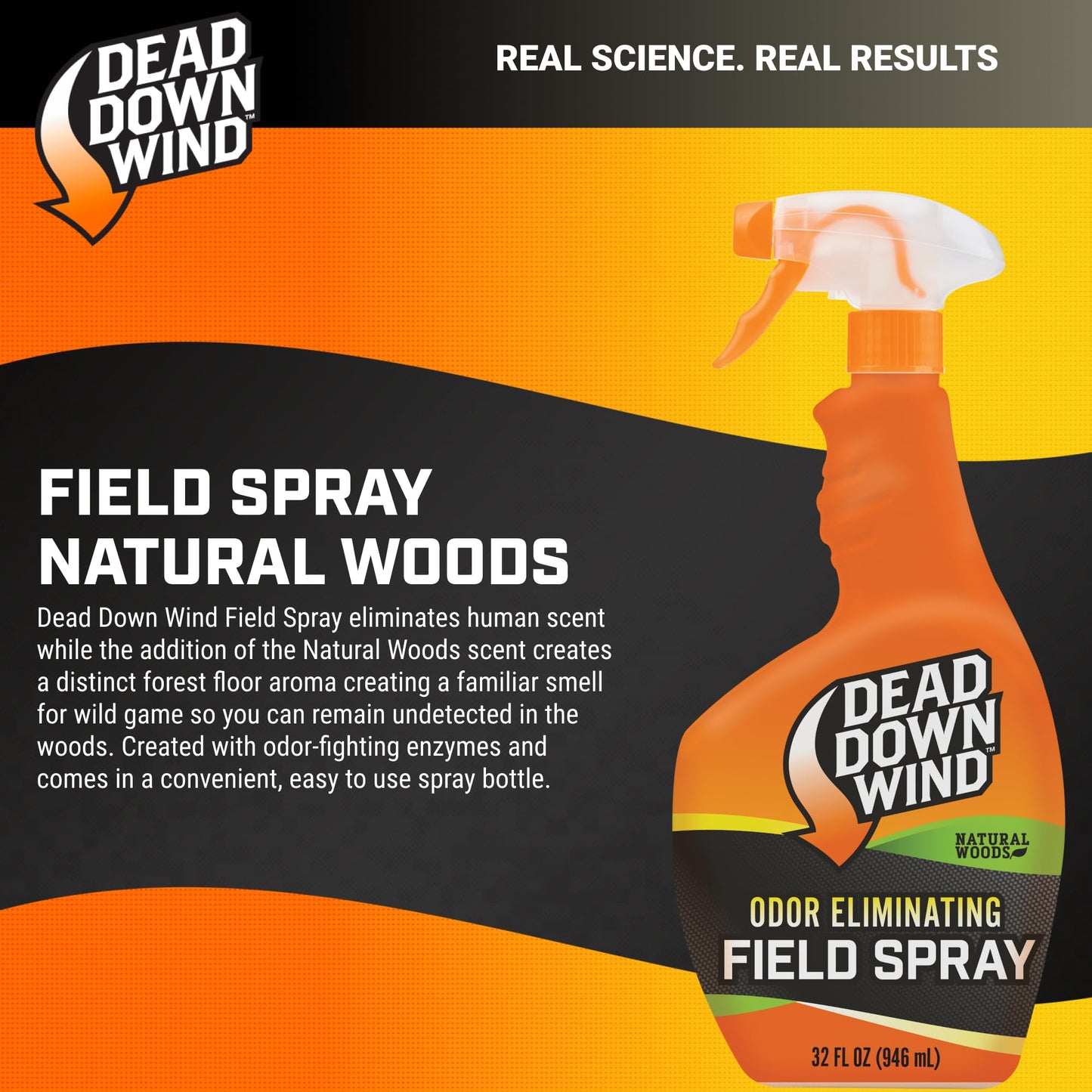 DEAD DOWN WIND Evolve Field Spray – Odor Fighting Technology Hunting Scent Control Spray Bottle – Natural Woods, Safe for Sensitive Skin - Easy to Use for Hunting Gear & Clothing (32 oz)