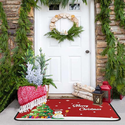 Christmas Kitchen Rug Set (2 PCS), Merry Christmas Snowman Indoor Kitchen Mat for Winter, Xmas Door Mat Runner Rug Mat for Kitchen Home Decor (17"x47"+17"x30",Snowman)