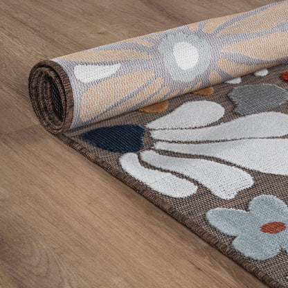 Beverly Rug Outdoor Rug 8x10 Modern Floral Tropical Area Rugs for Outdoor and Indoor Patio Easy to Clean Non Shedding Living Room Porch Garden Washable Outside Carpet (8 x 10 Terracotta)