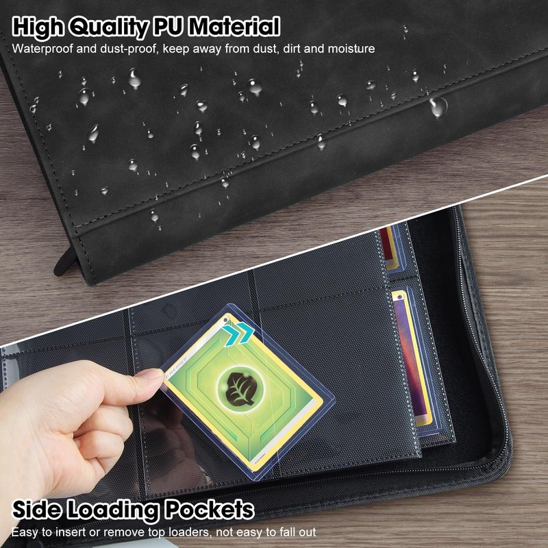 MewVeer Top Loader Card Binder, Holds 252 Top Loaders Storage, 9 Pockets with Sleeves, Trading Card Binder for Sports Cards, YGO/MTG Card Collection Binder - Black (Not for Cards WITHOUT a Top Loader)