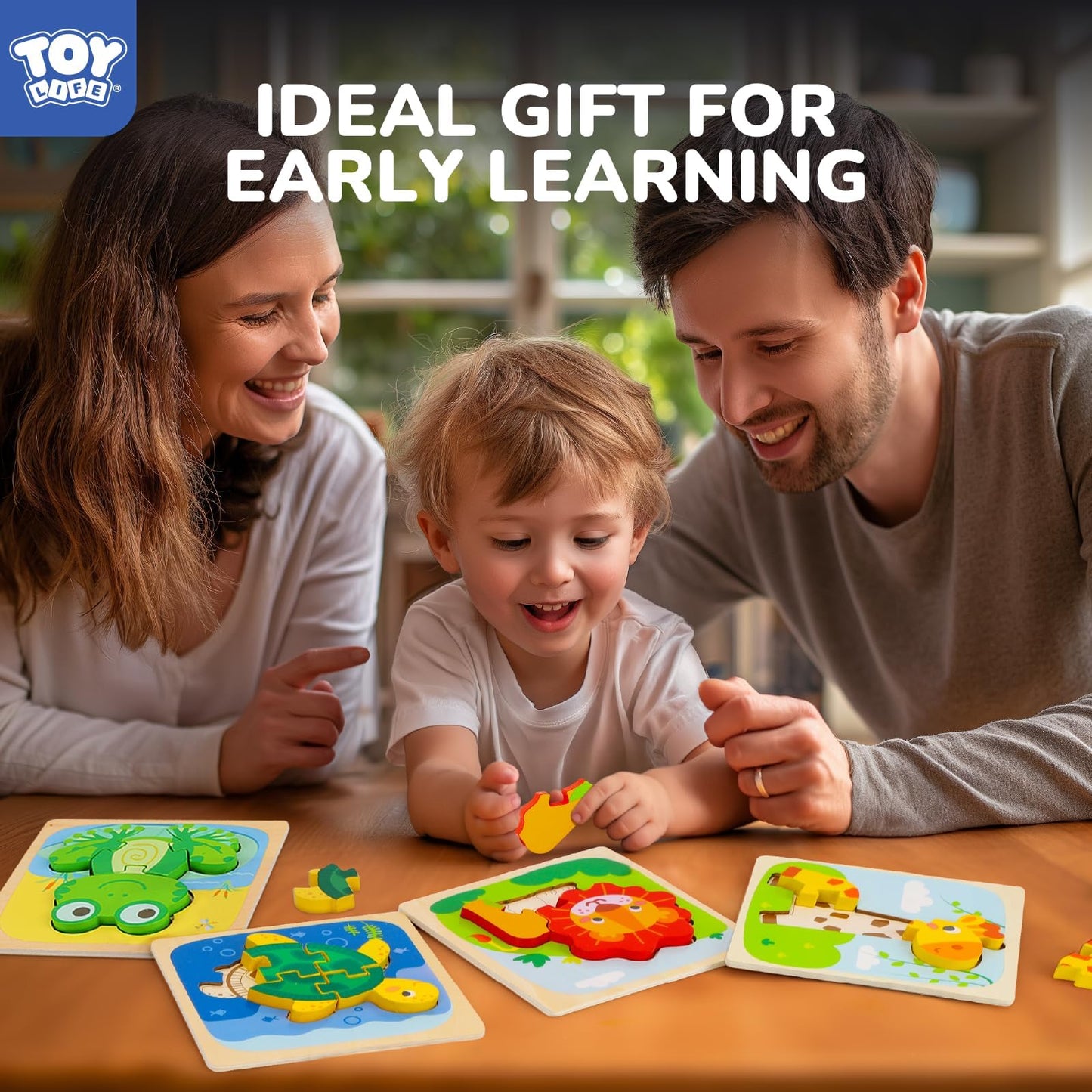 TOY Life Wooden Puzzles for Toddlers 2-4, Toddler Montessori Toys for 1 2 3 Year Old Boys Girls, Animals Wood Jigsaw Puzzles, Educational Learning Toy Kids Puzzle, Best Gifts for Baby Age 1-3 2-4