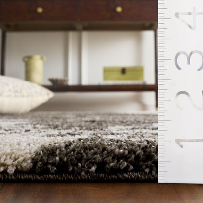 SAFAVIEH Florida Shag Collection Area Rug - 4' Round, Smoke & Beige, Floral Design, Non-Shedding & Easy Care, 1.2-inch Thick Ideal for High Traffic Areas in Living Room, Bedroom (SG458-7913)