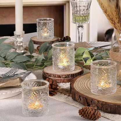 12 pcs Clear Votive Candle Holders, Glass Candle Holders for Home Decor, Tea Light Candle Holder for Wedding Table Centerpiece Decor