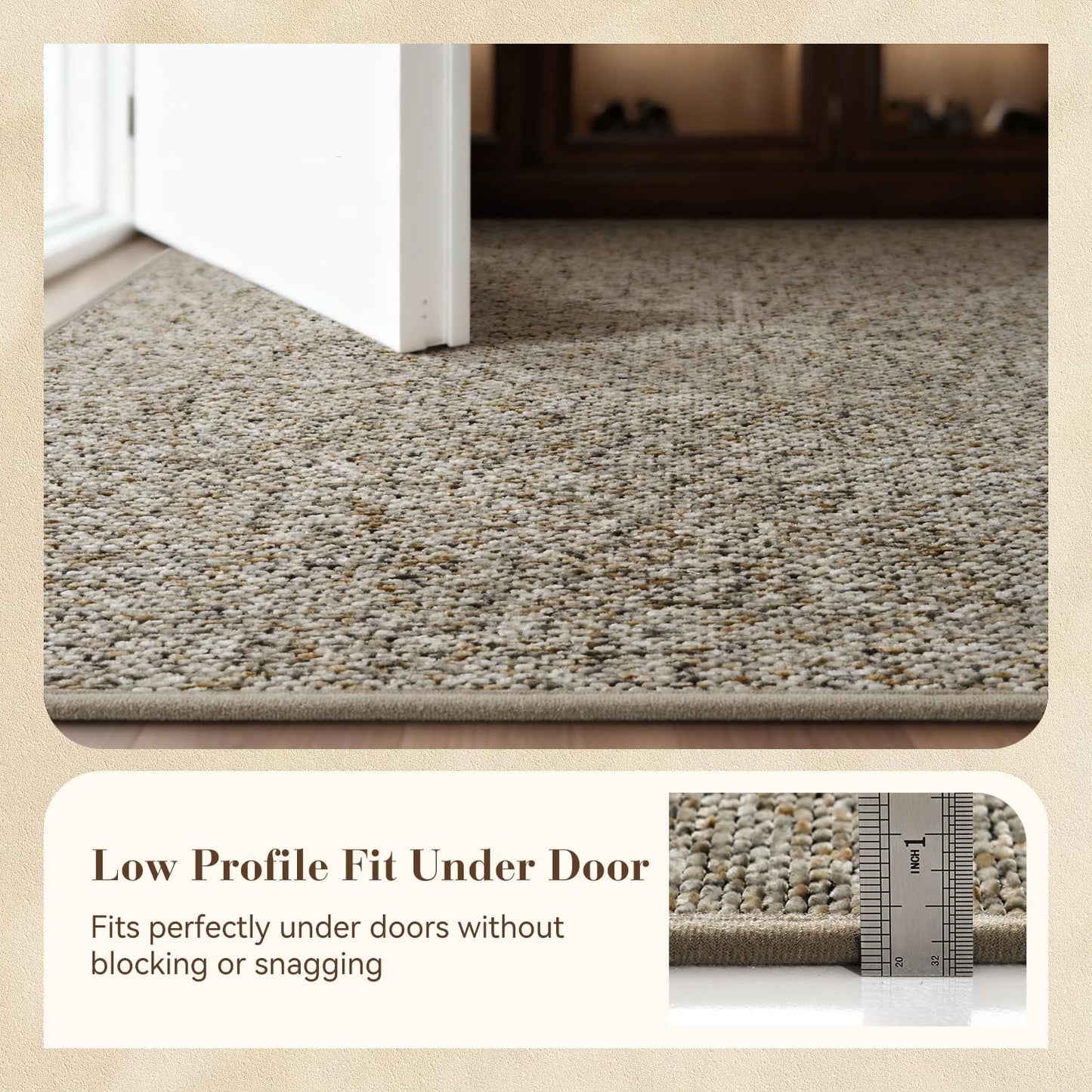 MontVoo Door Mat Indoor Entrance Doormat, Absorbent Durable Rubber Non Slip Front Door Mat for Inside Entry Entryway Dirt Trapper Welcome Mat, Grey Brown 24''x36''