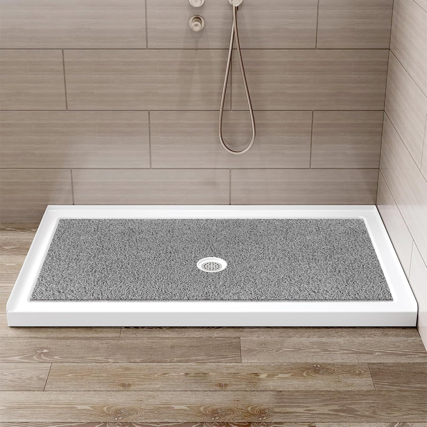 Extra Large Non Slip Shower Mat: 39.4x27.5 inch Loofah Shower Mat for Inside Shower with Drain Hole in Middle, Soft PVC Anti-Slip Shower Stall Mats for Bathroom,Wet Area, Quick Drying