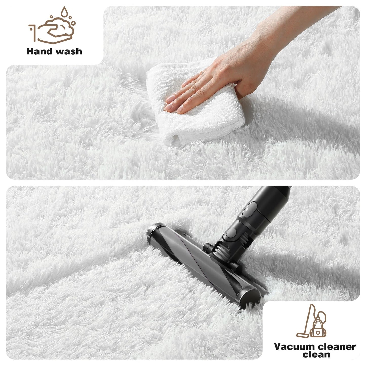 Mhyup 4x6 Cream White Rugs for Bedroom Living Room, Fluffy Small Area Rug Soft Shag Non-Slip Carpet for Kids Boys Girls and Nursery Room Indoor Dorm Home Decor (4ft x 6ft, Cream White)