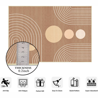 Area Rug 5x7 Boho Modern Minimalist Geometric Abstract Rug Brown Mid Century Modern Rug for Living Room Machine Washable Non-Slip Printed Low Pile Indoor Carpet for Bedroom Dining Room Office Brown