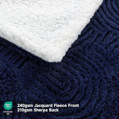 Heated Blanket Twin Size- 62"x84" Cozy Soft Jacquard Heating Blanket with 4 Heat Levels & 4 Hours Auto-Off, Jacquard Fleece, Overheating Protection, Warm Gifts, Navy