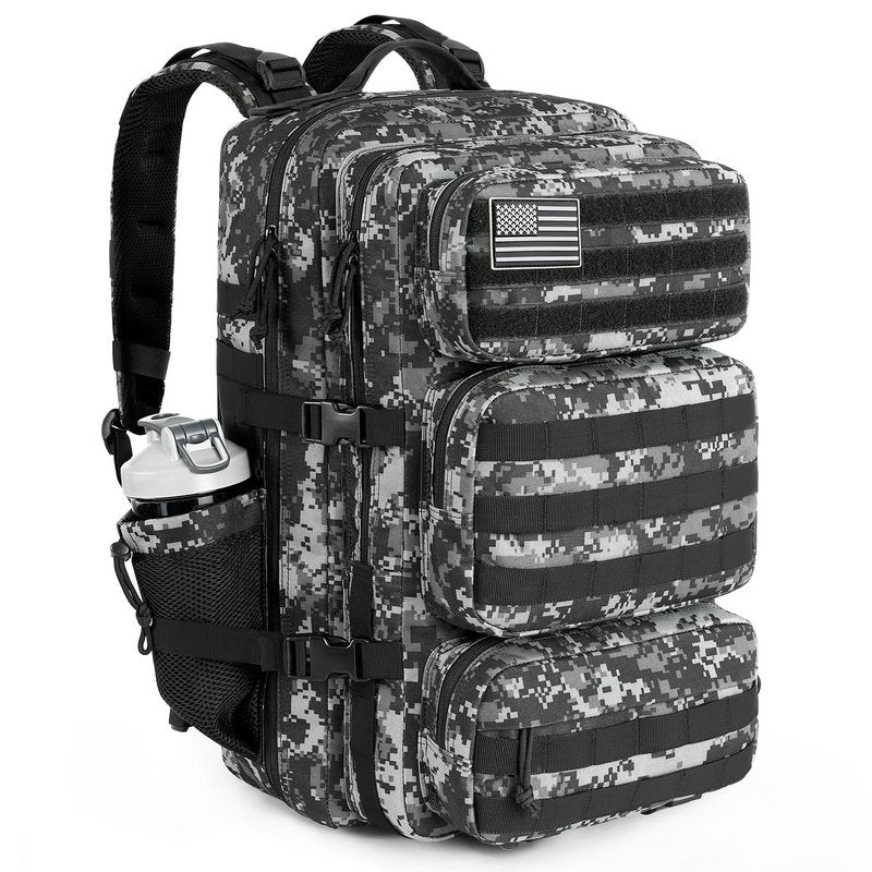 kookoomia Military Tactical Backpack 25L Day Backpack for Men Molle Army 3 Days Assault Pack Bug Out Bag Water Resistant and Heavy Duty Hiking Treeking Rucksack - Black Digital Camo