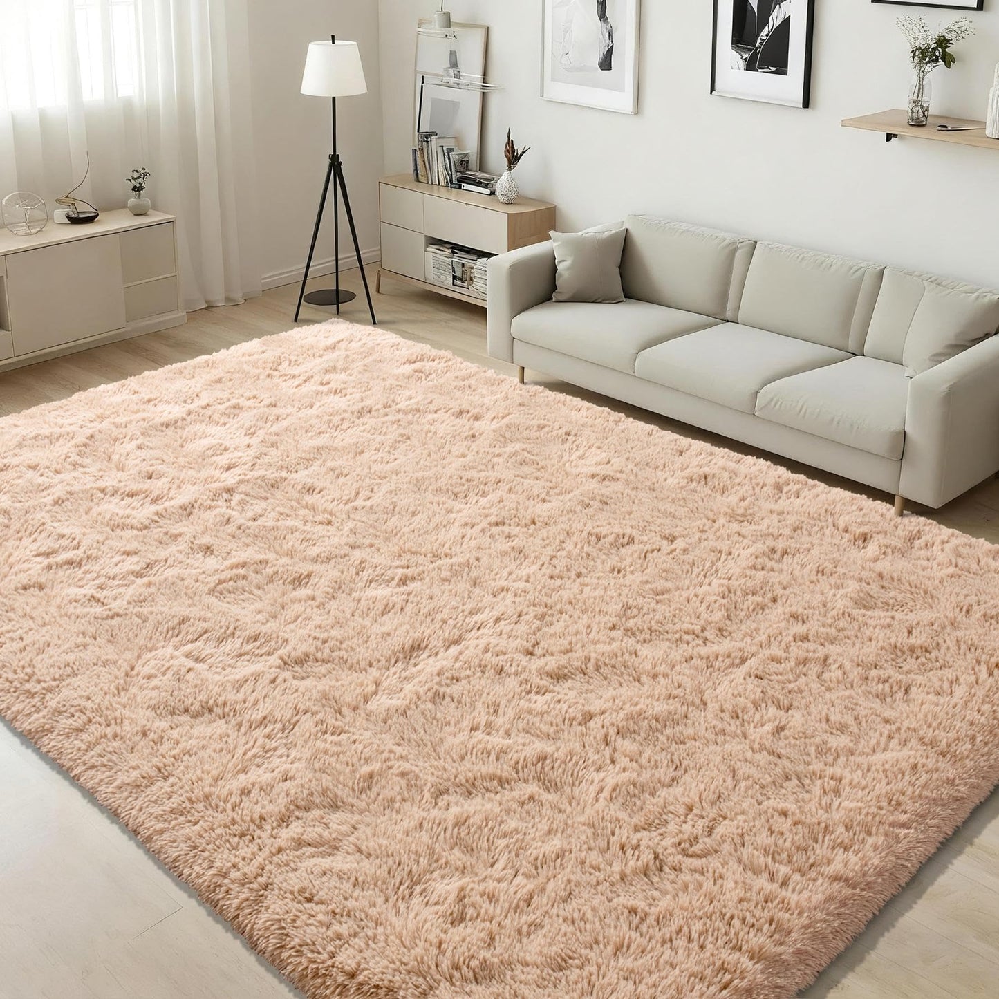 ISEAU Fluffy Rug Carpets Soft Shaggy Area Rugs Indoor Floor Mats for Kids Room Fuzzy Carpet Comfy Cute Nursery Mat Bedside Rug for Boys Girls Bedroom Living Room Home Decor, 3ft x 5ft,Camel