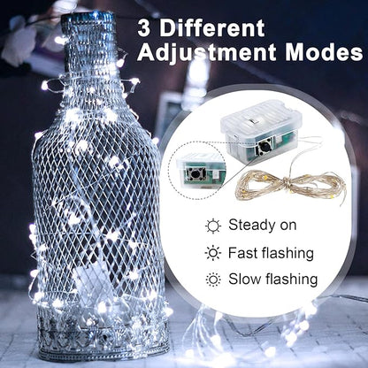 pozzolanas 12 Pack White Fairy Lights Battery Operated 3 Modes 7FT 20 LED Waterproof String Lights Twinkle Silver Wire for Mason Jars Wedding Christmas Halloween Part Decor (12, White)