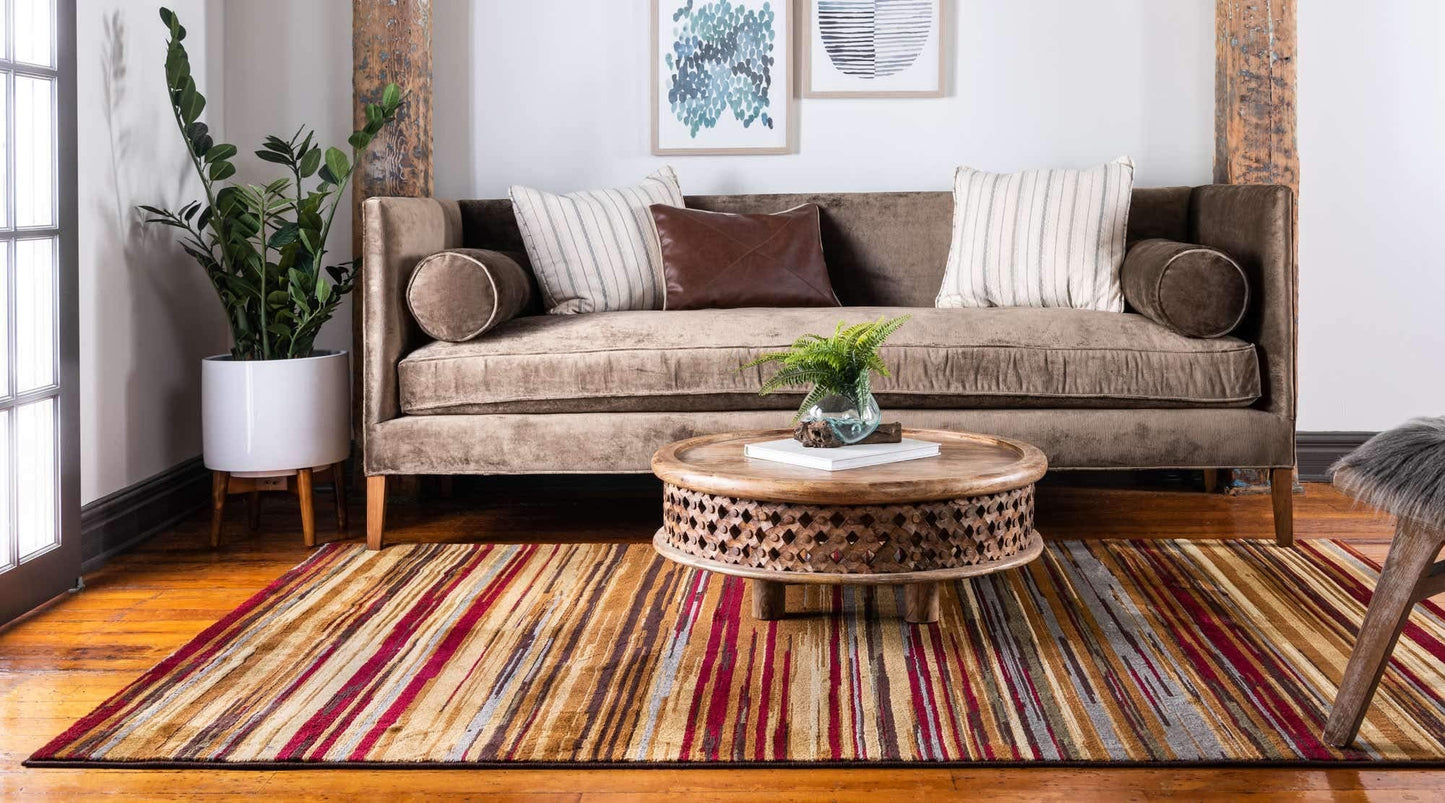 Unique Loom Barista Collection Area Rug - Icatu (4' 1" x 6' 1" Rectangle, Beige/ Brown)