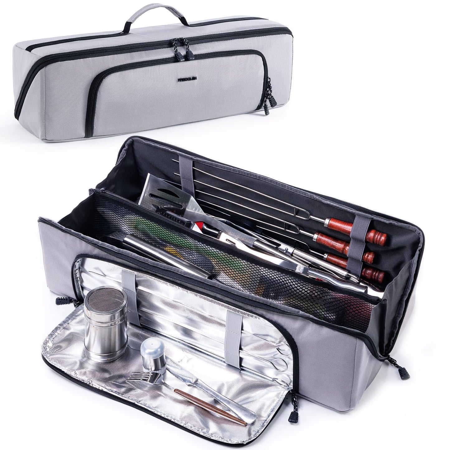 22" Grill Tool Bag, Heavy Duty BBQ Accessories Organizer with Wide-Open Design, Large Griddle Utensil Storage Bag for Blackstone, Camping, Tailgating, BBQ Gifts for Men（Bag Only）
