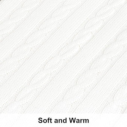 NTBAY 100% Pure Cotton Cable Knit Throw Blanket, Super Soft Warm 51x67 Knitted Throw Blanket for Couch, Sofa, Chair, Bed - Extra Cozy, Machine Washable, Comfortable Home Decor, White