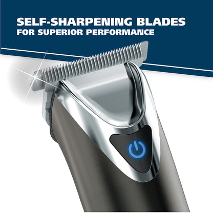 Wahl Stainless Steel Lithium Ion 2.0+ Slate Beard Trimmer for Men - Electric Shaver, Nose Ear Trimmer, Rechargeable All in One Men's Grooming Kit - Model 9864