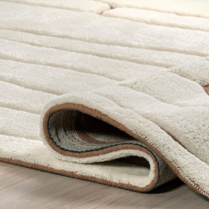 Rugs USA Nazco Cream, 2'6" x 8', Handmade, Abstract, New Zealand Wool, Soft and Cozy, High Traffic, Stain Resistant, Easy Clean, Durable Runner for Bedroom, Living Room, Dining, Den, Foyer