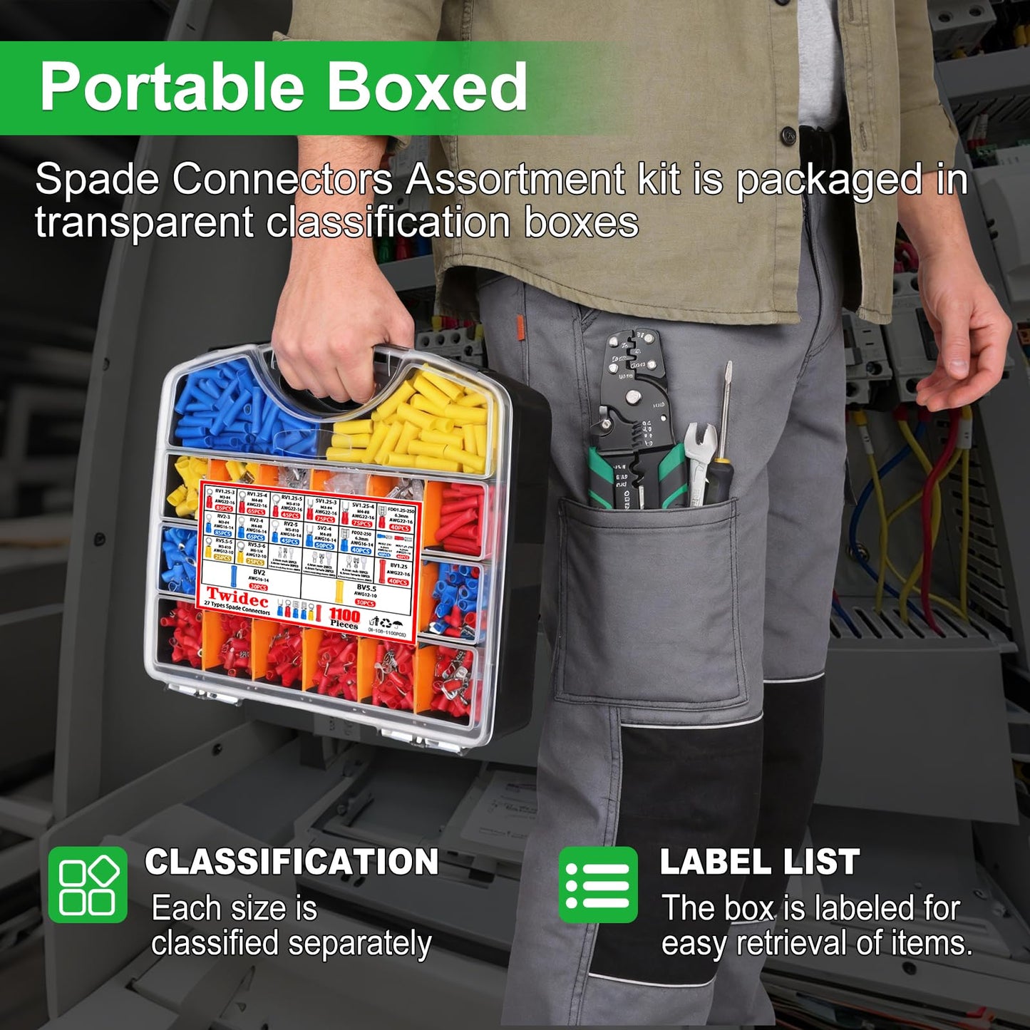 Twidec/1100pcs Wire Connectors Kit,Insulated Electrical Wire Terminals,Waterproof Crimp Connector kit Includes Spade Fork Ring Bullet Insulated Connectors Wire connectors and Wire Crimper Tool