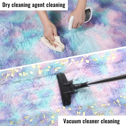 PAGISOFE Cute Furry Pastel Rug for Girls Bedroom, Soft Adorable Rainbow Purple Tent Rugs for Livingroom, Kid Room,Playroom Nursery Home Decor,Plush Mermaid Kawaii Rug Fluffy Carpet 4x6 Area Rug Sturdy