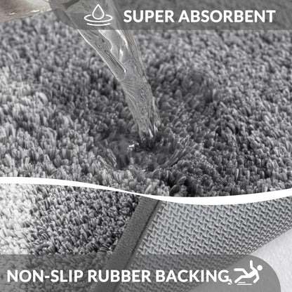 Exclusivo Mezcla Bathroom Rugs Mat 17x24, Extra Soft Non Slip Absorbent Microfiber Bath Rugs, Machine Washable Quick Dry Bath Mats for Bathroom Floor, Shower, Home Decor, Gradient Grey