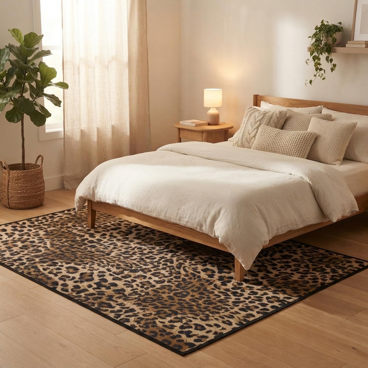 Aukib Leopard Rug 4x6 Cheetah Print Washable Non-Slip Rug Ultra Soft Low-Pile Indoor Carpet for Living Dining Playroom