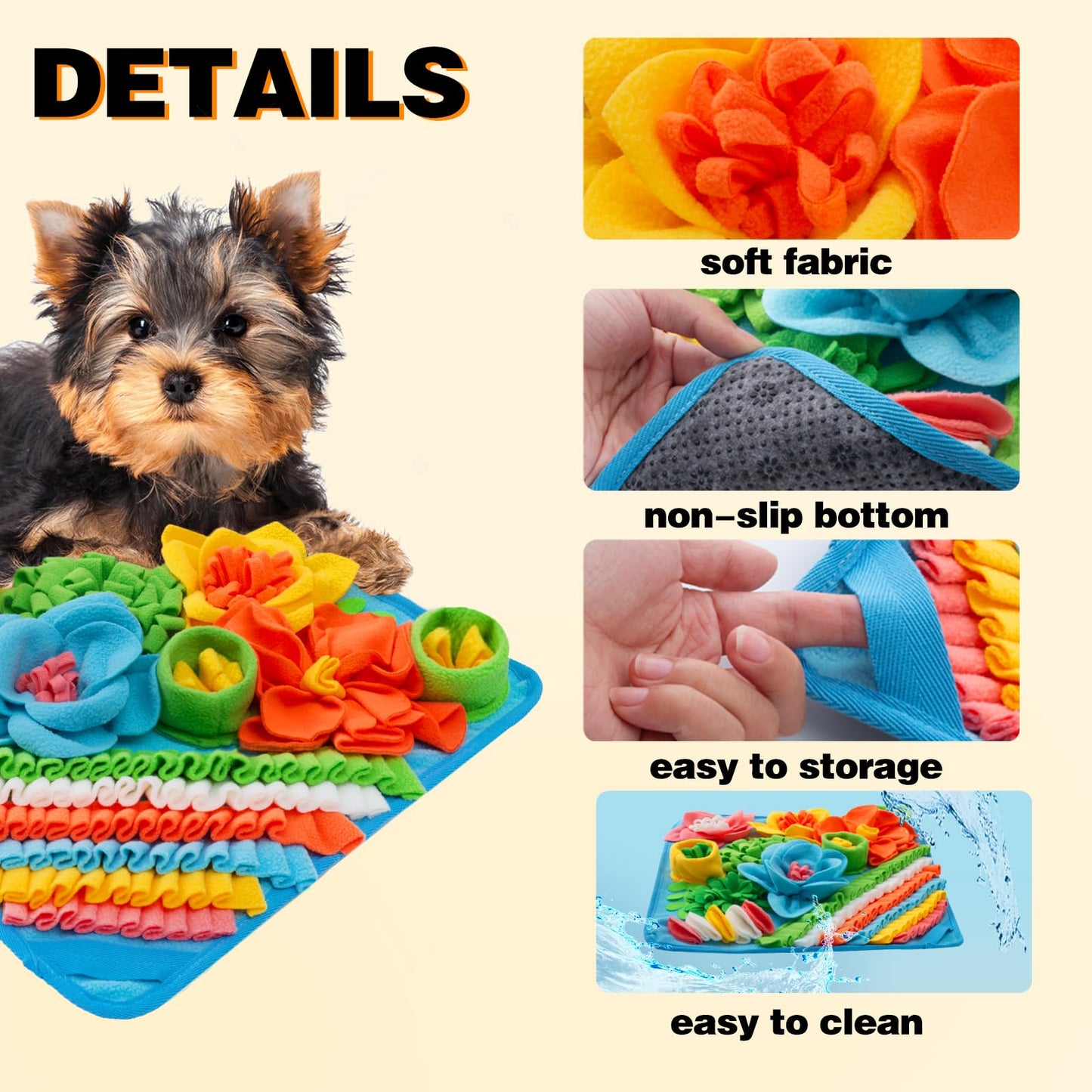 Oliumt Snuffle Mat for Dogs, Sniff Mat Slow Feeding Mat for Small Pets Cats, Rabbits - Help Stress Relief and Training - Stimulate Your Pet's Foraging Skills! (Blue)