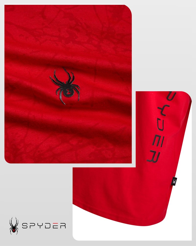 Spyder Mens T Shirt - Lightweight Cotton Blend Short Sleeve Athletic Jersey Shirts for Men for Training Running or Casual, Size Medium, Spyder Red Web