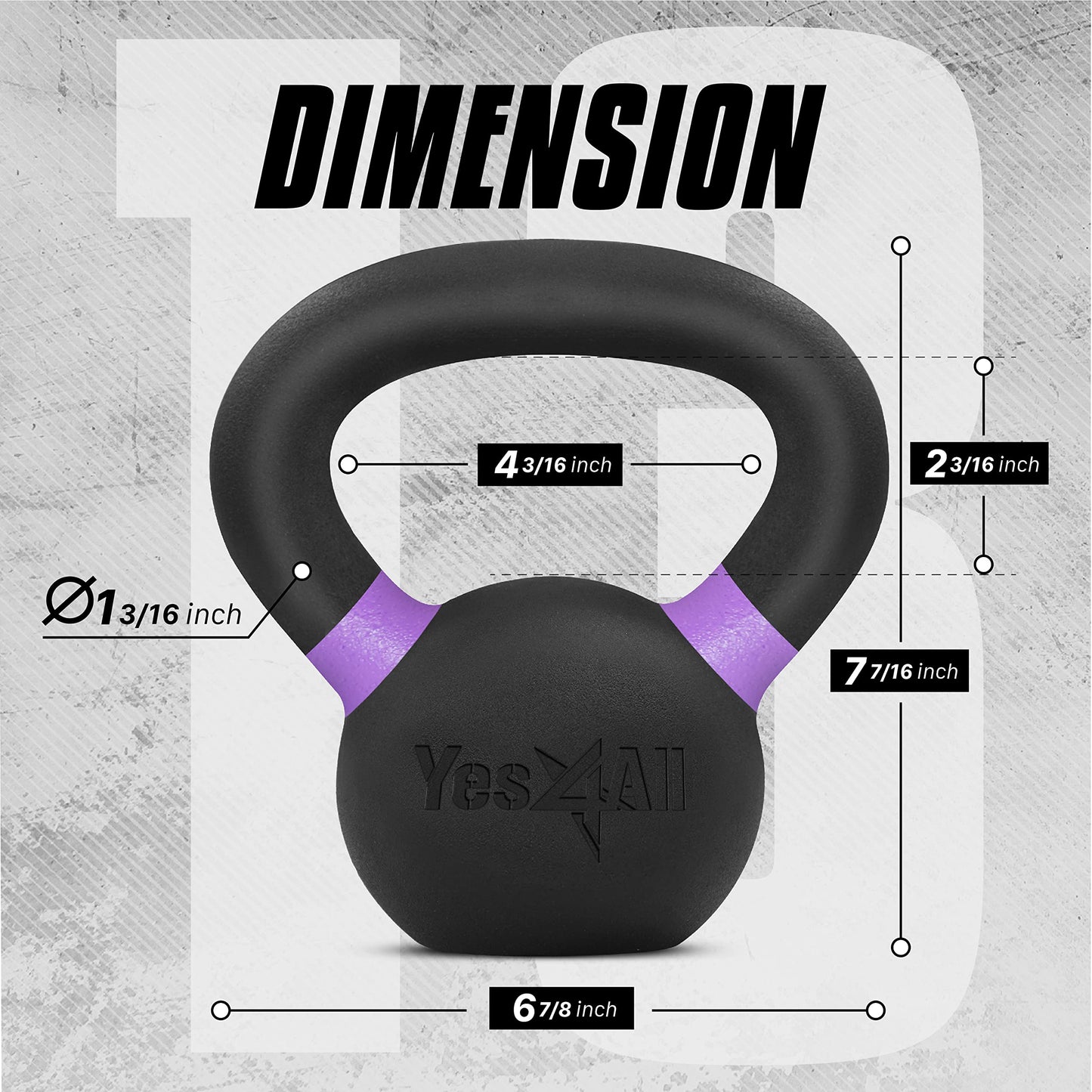 Yes4All Powder Coated Kettlebell, Cast Iron Core Kettlebells with Non-Slip Handle & Flat Bottom for Conditioning, Heavy Duty for Strength Training, 9lb to 71lb - Single & Pair