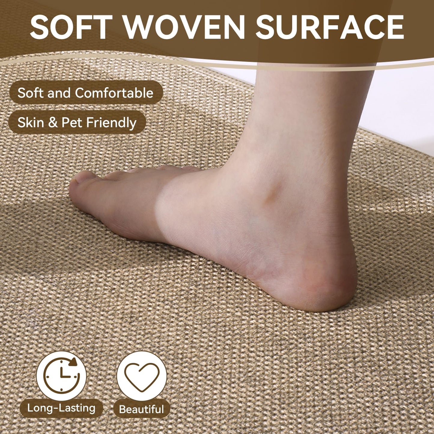 Quqei Kitchen Mat Non Slip, Washable Kitchen Rugs, Absorbent Kitchen Mats for Floor, Rubber Backing Soft Standing Floor Mat Runner Rug for Front of Sink, Easy to Clean and Maintain, Brown 17"x30"