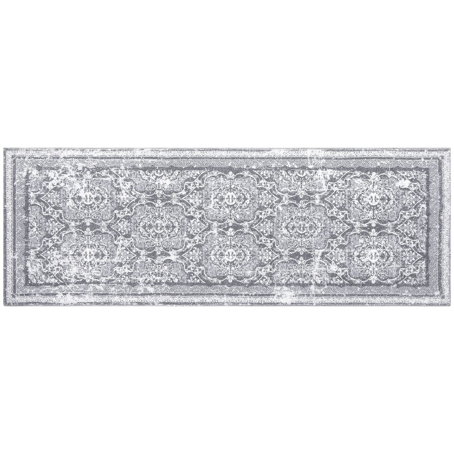 Vaukki Hallway Runner Rug, Vintage Shaggy Soft Laundry Rug 2' x 6', Non Slip Boho Entryway Runner Mat, Grey Washable Farmhouse Kitchen Area Carpet Runner for Bathroom, Entryway and Bedroom