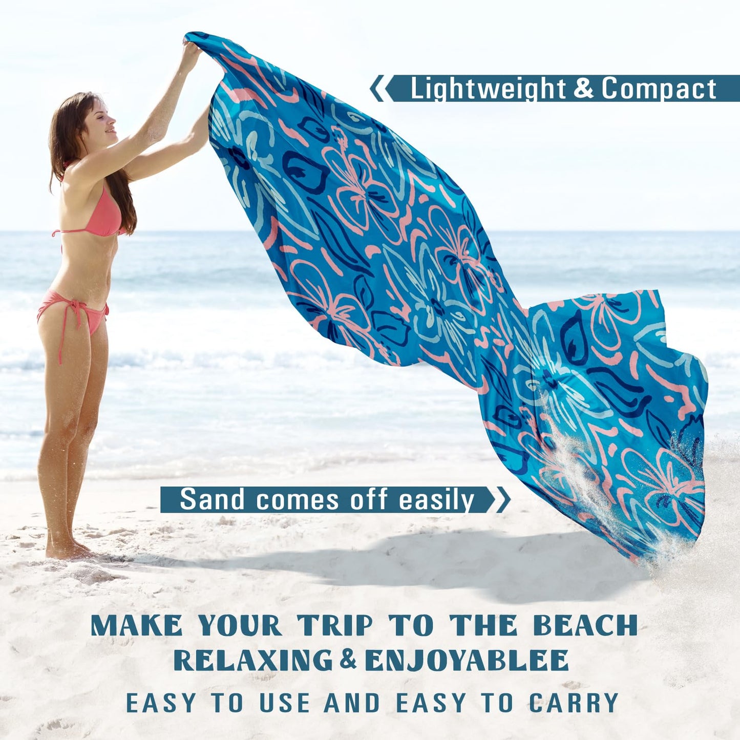 Famstar Beach Blanket Sandproof Waterproof 78''×81''1-5 Adults Oversized,Compact Lightweight Durable Beach Mat for Travel Camping Hiking Picnic Blanket